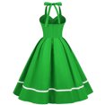 thumbnail image 4 of KONBECA Women's Vintage 1950s Retro Sleeveless Dress, Hatler Solid Banquet Dresses, Autumn Casual Tunic Swing Shirt Dress, Halloween Party Dress Elegant Midi Evening Dresses Green XXL, 4 of 7
