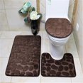 thumbnail image 1 of RBCKVXZ Juego de 3 alfombras de baño, supersuaves, antideslizantes y absorbentes, de felpa, con forma de U y tapa de inodoro, color marrón, 1 of 8