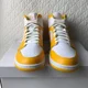 thumbnail image 5 of Ni - ke Ni - ke Air Jordan 1 MID Shoes Women’s SZ 12 White University Gold BQ6472-117, 5 of 5