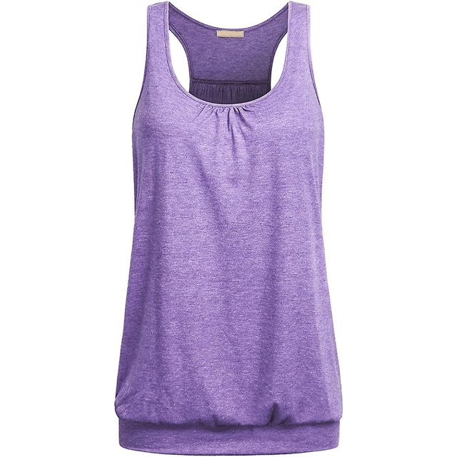 L Camiseta sin mangas de yoga con espalda cruzada y cuello redondo sin mangas para mujer