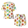 thumbnail image 4 of Lsque Cartoon Flowers Women's Short-Sleeved Pajama Set - 2 Piece Soft and Lightweight Sleepwear Set-Medium, 4 of 9