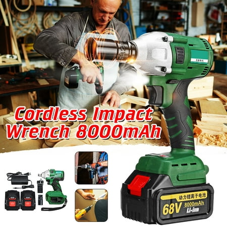 68V 8000mAh 2 Batteries Powerful Brushless Cordless Impact Wrench Drill Socket LED Light Electric Screwdriver Car Home Garden With Portable Carry