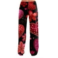 thumbnail image 3 of Women's Casual Valentine's Day Printed Pajama Pants, Flannel Sleepwear Lounge Pants for Women, Soft Comfortable Sleep Pants, Holiday Gift Pajamas,Wine,3XL, 3 of 6