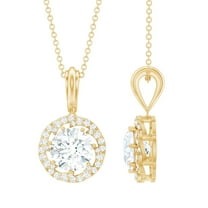 Rosec Jewels Certified Lab Grown Diamond Pendant Necklace - EF-VS Quality - Round Necklace with Chain - Ready to Gift, 14K Yellow Gold