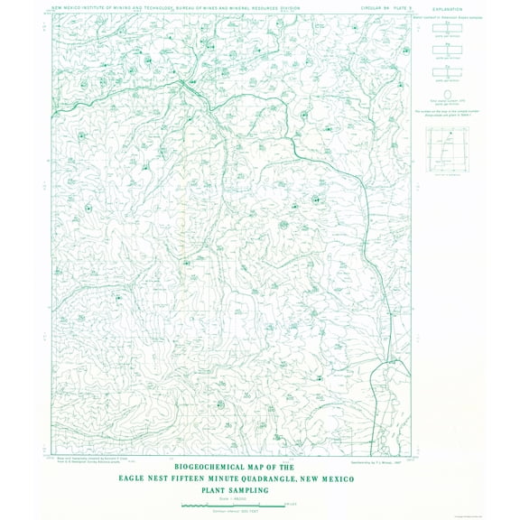 Historic Mine Map - Eagle Nest Quad Plant New Mexico Mines - Clark 1967 - Vintage Wall Art