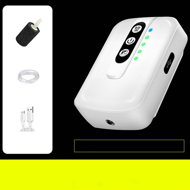 Bomba de oxígeno recargable para acuarios, batería de litio portátil, dispensador de agua USB al aire libre, operación silenciosa, volumen de aire ajustable