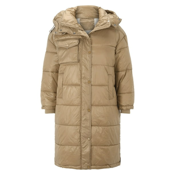 Gibobby Chamarra ligera mujer larga, Chaqueta De Plumón Para Mujer Abrigo Largo Abrigo De Plumón Abrigo Acolchado Chaqueta De Invierno Parka Larga(A,G)