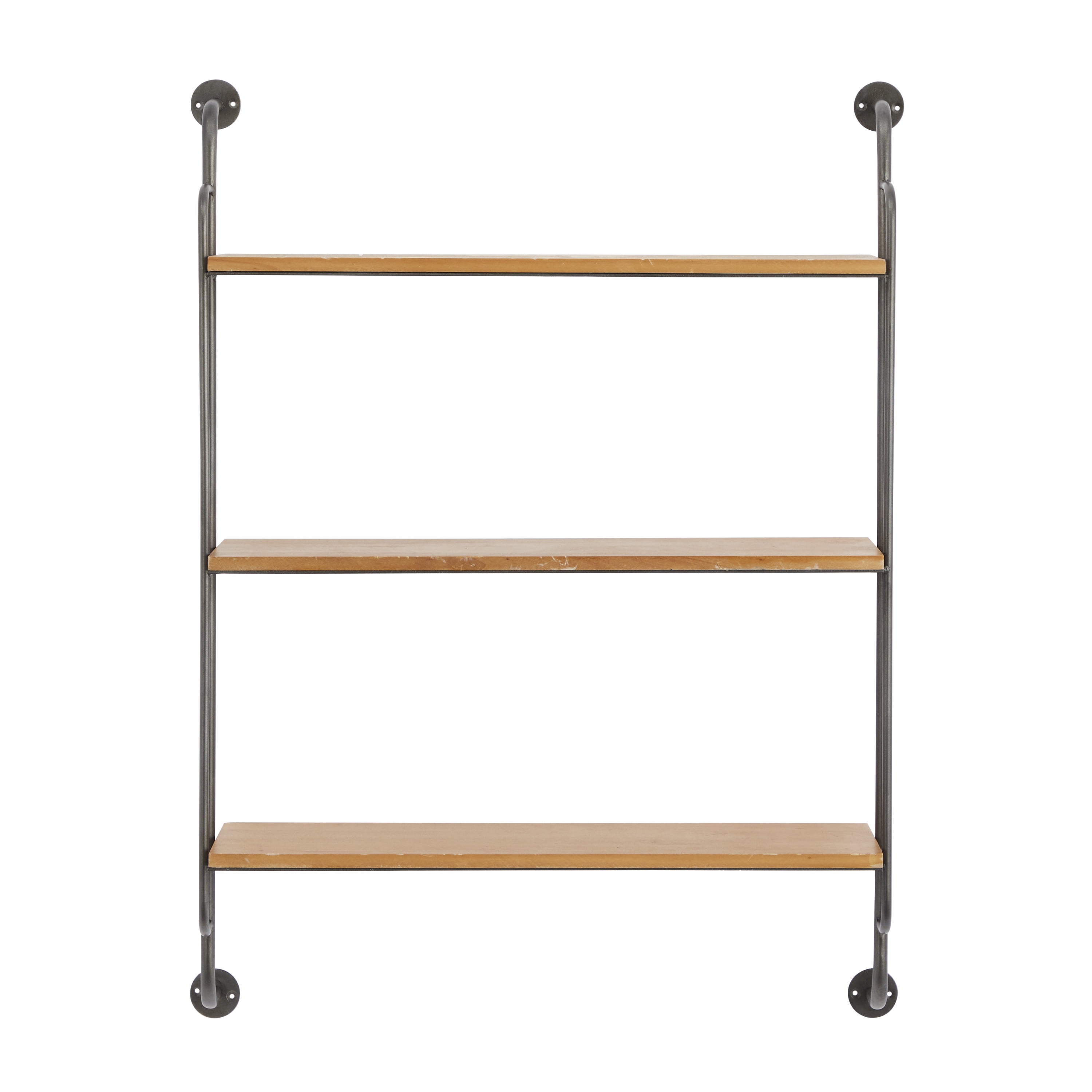 DecMode 7"W, 33"H Metal Industrial Wall Shelf, Brown, 1-Piece