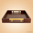thumbnail image 5 of Home Redefined Serving Tray Acacia Wood Polished Gold Stainless Steel Handles 17.5x12in, 5 of 7