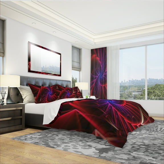 Designart 'Purple & Red Entanglement Abstract' Modern & Contemporary Duvet Cover Set