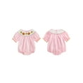 thumbnail image 3 of Newborn Baby Girl Halloween Smocked Pumpkin Outfit 3 6 12 18 Months 2T 3T Plaid Bubble Romper Embroidery Thanksgiving Fall Clothes, 3 of 8