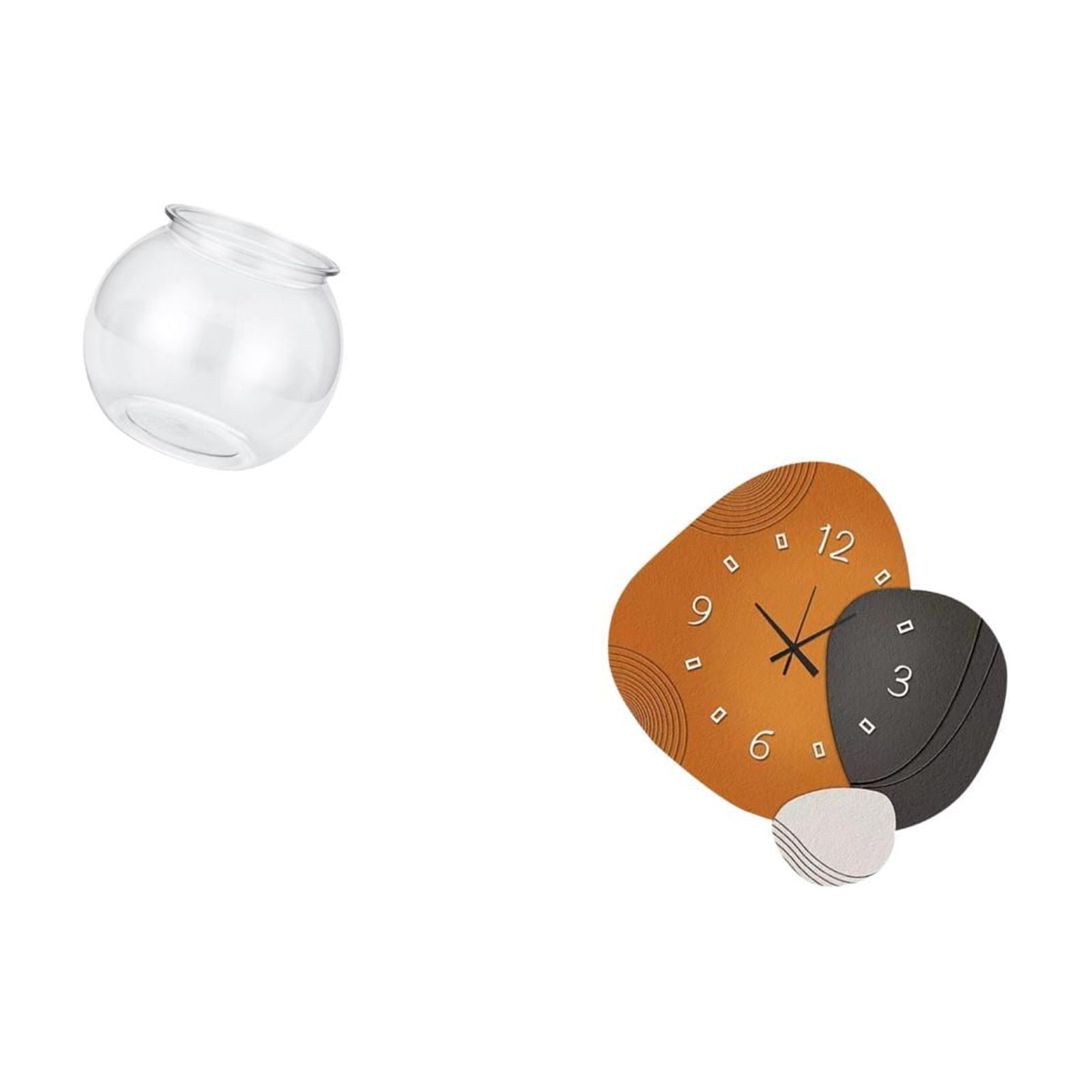 EHJRE Desktop Aquarium Tank Transparent Small Fish Bowl Vase Table Fishes Tank Clear Aquarium Container Modern Wall Clock Reliable PP and Wood Suitable for Desk Decoration Home Office Living