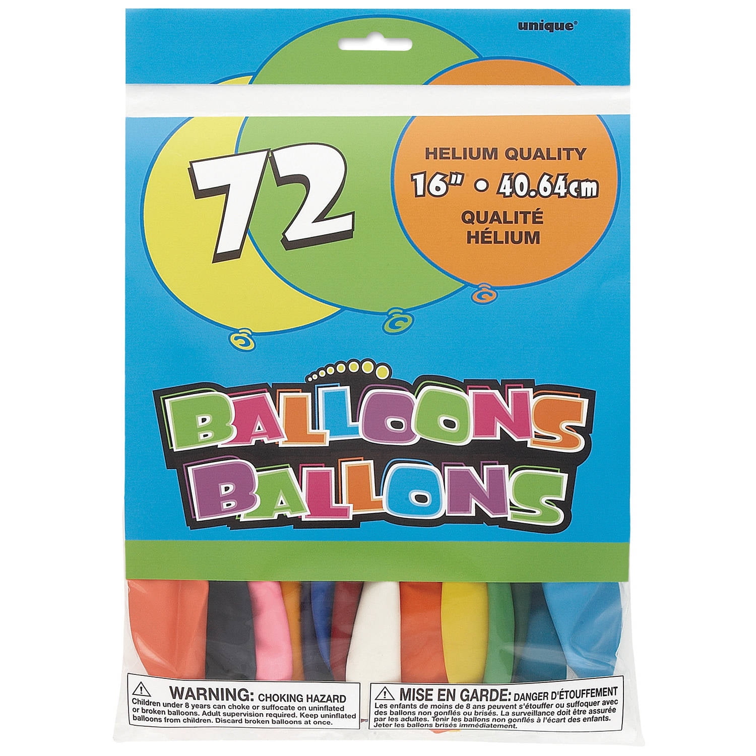 Unique Industries Latex 19.0" Multicolor Birthday Balloons, 72 Count