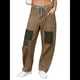 thumbnail image 1 of Pantalones Vaqueros Holgados de para Mujer, de Tiro Bajo, con Parches y Pernera y Bolsillos. Caqui XL, 1 of 8
