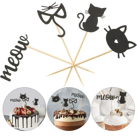 SEWCHICS Pcs Cat Birthday Assorted Color Cupcake Picks 10X6X0.1CM