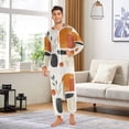 thumbnail image 6 of FORMRS Onesies Pajama for Adults Unisex Hoodie Winter Jumpsuit One Piece Sleepwear, Sizes S-2XL, White Abstract Shapes, 6 of 7