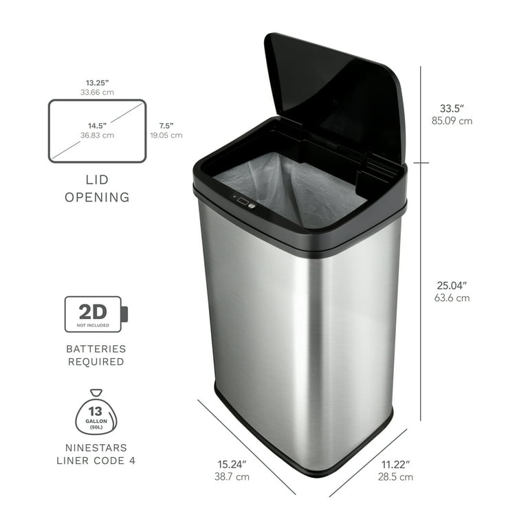 Nine Stars 21 Gallon Trash Can, Touchless Dual-Function Kitchen Trash Can,  Stainless Steel 