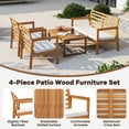 thumbnail image 6 of Gymax 4 PCS Wood Patio Furniture Set w/ Soft Seat Cushions Solid Acacia Wood Frame, 6 of 10