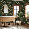 thumbnail image 4 of Peel and Stick Wallpaper Citrus Blossoms Sliced Oranges Dark Floral Spring Decor Wall Mural 23.6in x 9.8ft Self Adhesive Removable Wall Paper Renter Friendly Wallpaper for Nursery Bedroom Cabinets, 4 of 8