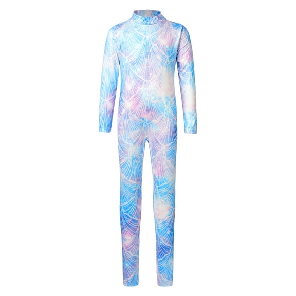 Alvivi One Piece Printed Gymnastics Leotard for Girls Stage Performance Mermaid Costume Type E 7-8