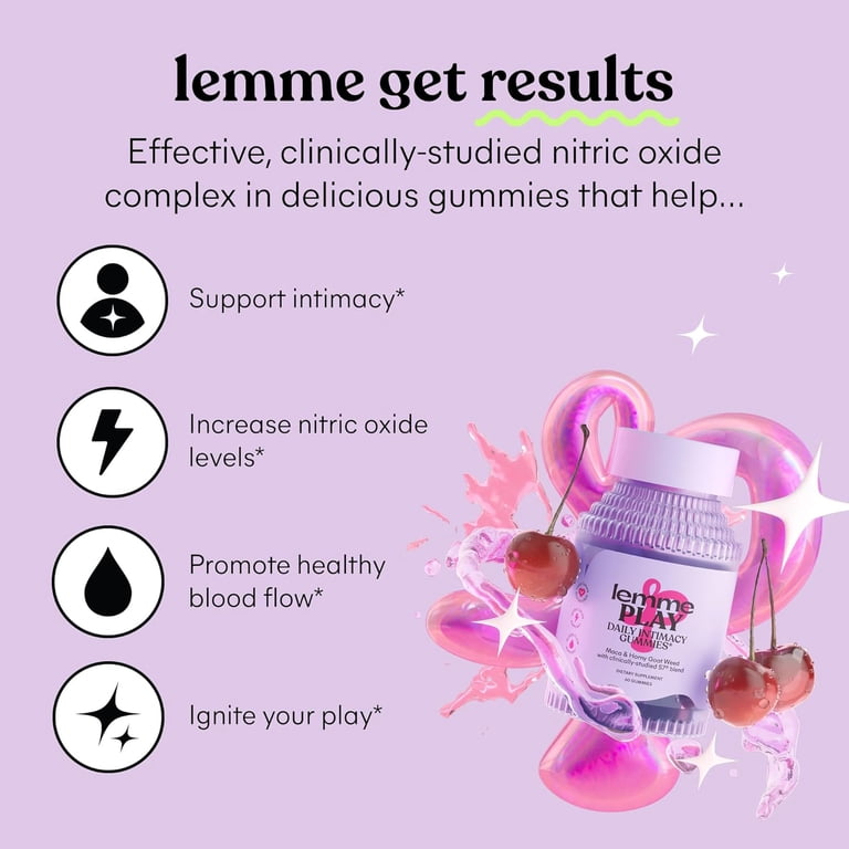 Lemme Play Daily Intimacy Gummies for Women, Cherry Flavored, 60
