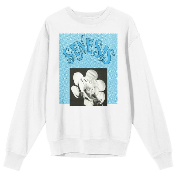 Genesis Flower Singer Crew Neck Long Sleeve White Adult Sweatshirt-XXL