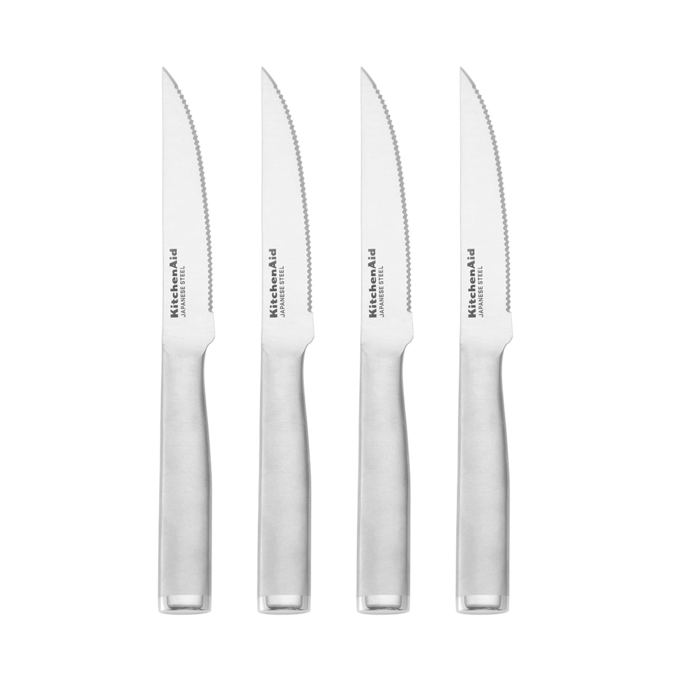KitchenAid Gourmet 4-Piece Forged Steak Knife Set, High-Carbon Japanese Steel, Brushed Stainless