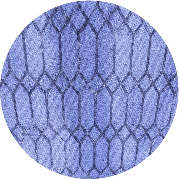 Ahgly Company Machine Washable Indoor Round Transitional Day Sky Blue Area Rugs, 8' Round