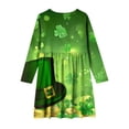 thumbnail image 5 of Kids St Patricks Day Dress Girls Green Yellow Long Sleeve Party Outfit with Clovers & Leprechaun Hats Sizes 4-14,Size 13-14 T, 5 of 6