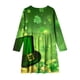 thumbnail image 4 of Vestido de manga larga con cuello redondo para niñas, vestido elástico de manga larga, corte A, estilo patinador con volantes, vestido de recital escolar, vestido de manga larga con cuello redondo par, 4 of 5