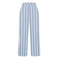 thumbnail image 4 of Bovemsi 2025 Women's Cotton Linen Striped Casual Pants – Elastic Waist Loose Fit Summer Trousers, Blue, S, 4 of 5