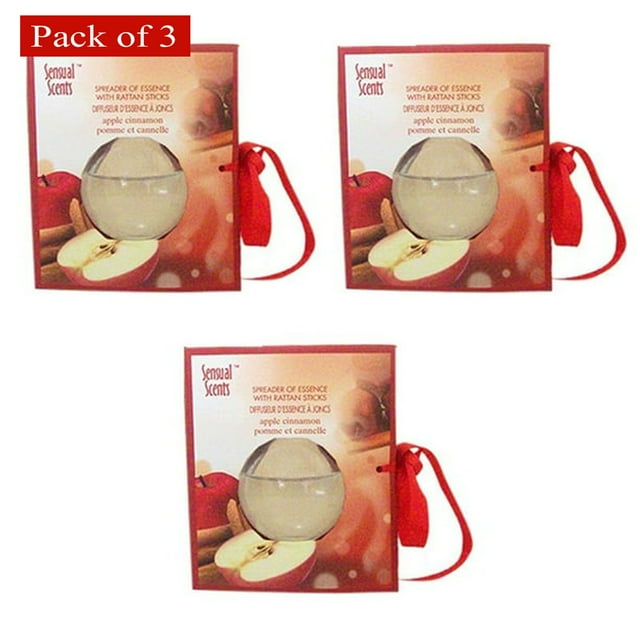 Sensual Scents Oil Diffuser With Rattan Sticks- Apple Cinnamon (45ml) (Pack of 3)