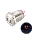thumbnail image 1 of Interruptor de botón metálico momentáneo Uxcell cabeza plana diámetro de montaje de 12 mm 1NO luz LED roja 3-6V, 1 of 5