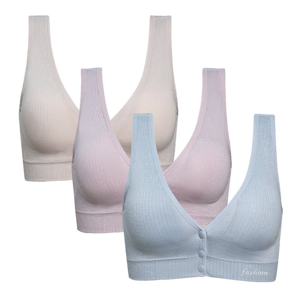 3pcs Non-Wired Nursing Bra With One-Hand Release Clasp And Pouch Opening  For Pregnant Women