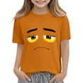 thumbnail image 6 of DAETIROS Boys Orange T-Shirt Sad Face Emoji Graphic Tee 100% Soft Cotton Short Sleeve Crewneck Casual Kids Top,Size 5 T, 6 of 6
