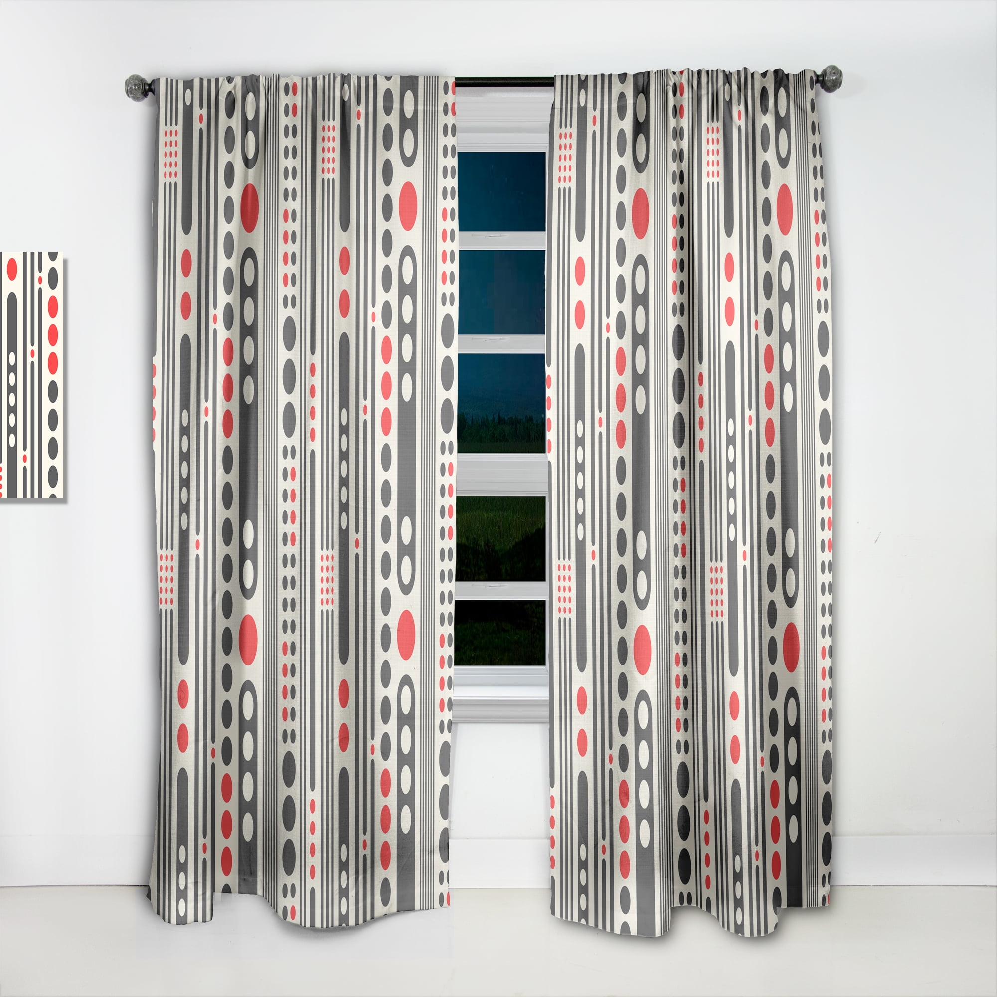 Designart 'Geometrical Abstract Retro Minimal Pattern II' Mid-Century Modern Curtain Panel