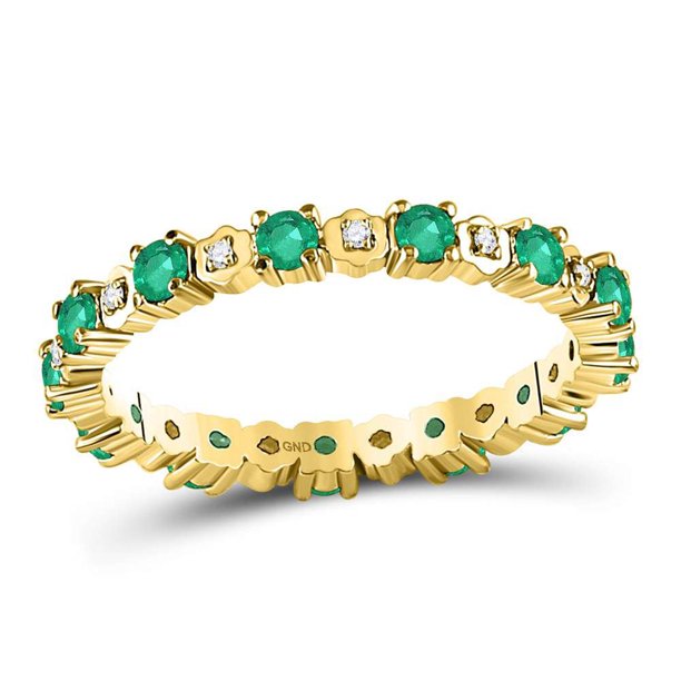 Fusion Collections - Ladies 10KT Yellow Gold Round Emerald & Diamond