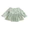 thumbnail image 3 of Infant Baby Girls Princess Romper Dress Lace Mesh Floral Ruffle Long Sleeve Jumpsuit Clothes Pink 0-3 Months, 3 of 9