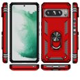 thumbnail image 2 of For Google Pixel 9 Pro XL Case ,Heavy Duty Shockproof Body Phone Cover Built in Metal Rotated Magnetic Ring Holder Kickstand,Dual Layer Military-Grade Drop protection,Red, 2 of 7