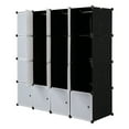 thumbnail image 5 of QXDRAGON  Modular Book Shelf Organizer Units, 16-Cube DIY Plastic Clothes Cubby Closet Cabinets Shelves Organizers with Door, Black, 5 of 9