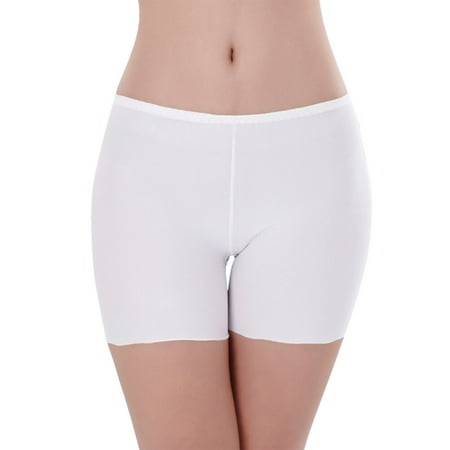 Women Short Leggings Breathable Booty Underwear Shorts Boyshort Panty Under Skirt Shorts for Dress White)