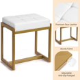thumbnail image 5 of Vanity Stool, Vanity Chair Stools for Makeup Room, Faux Leather Small Makeup Bench, Modern Gold Metal Legs Ottoman Foot Rest for Bedroom Living Room, White & Gold, 5 of 14