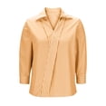 thumbnail image 6 of Women's Business Casual Collar Three Quarter Sleeve Shirt Blouse Top, Professional Work Office Style Button Up Shirt for Women, Elegant Business Attire | CSEONE,Orange L, 6 of 8