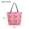 thumbnail image 5 of FORMRS Womens Canvas Tote Bag with Zipper Inner Pocket Shoulder Handbag, Pink Doughnuts, 5 of 7