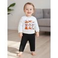 thumbnail image 5 of RUINIXCW Toddler Baby Boy Girl Thanksgiving Outfit Infant Baby Boy Girl Fall Winter Clothes Pumpkin Turcky Printed Long Sleeve Crewneck Sweatshirt Jogger Pants Set, 5 of 9