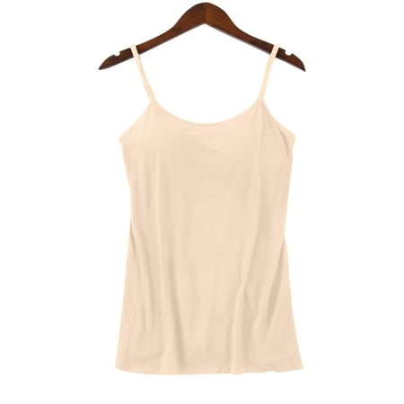 IDALL Camisole Tops Women Sports Bras Women Tank Tops with Built in Bras Cotton Adjustable Camisole with Bra Stretch Sleeveless Tops Women Going Out Tops Women 1Pc Tank Top Beige S