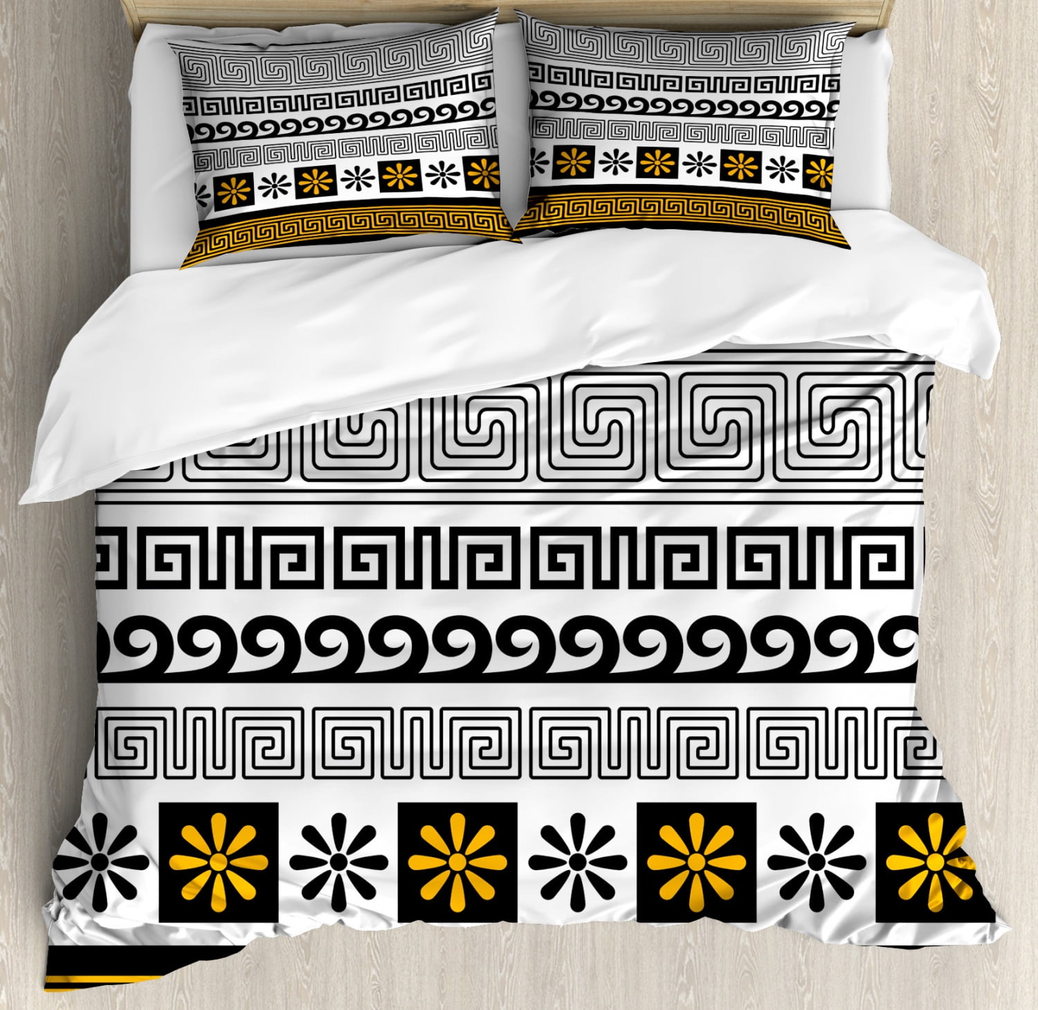 Greek Key King Size Duvet Cover Set Set Of Traditional Ornaments