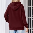 thumbnail image 6 of Women's Fashion Oversized Drop Shoulder Long Sleeve Sweatshirt Solid Color Hooded Sweatshirt for Casual Wear,Wine,M, 6 of 6