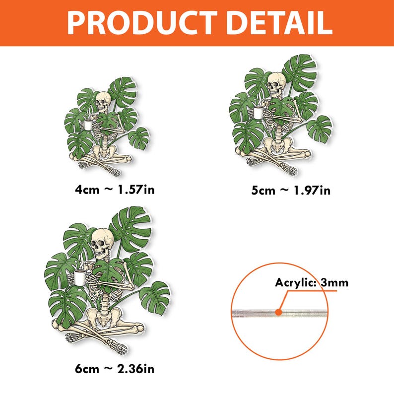TiniDecor Skeleton with Monstera Badge Reel, Funny Retractable ID Holder, Plant Lover Gift for Nurse