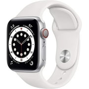 Apple Watch Series 6 (GPS + Cellular, 40mm) Silver Aluminum Case with White Sport Band